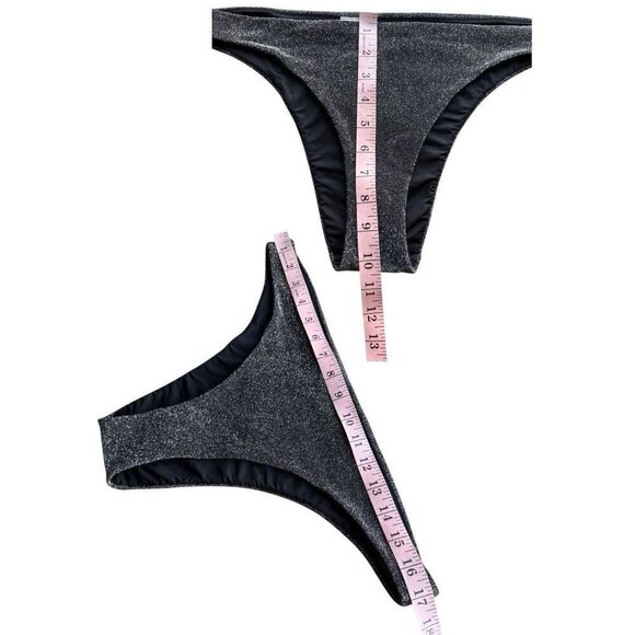 Aerie Plunge Longline Triangle Bikini Top & Sparkle Cheekiest Bikini Bottoms Siz - Picture 11 of 12